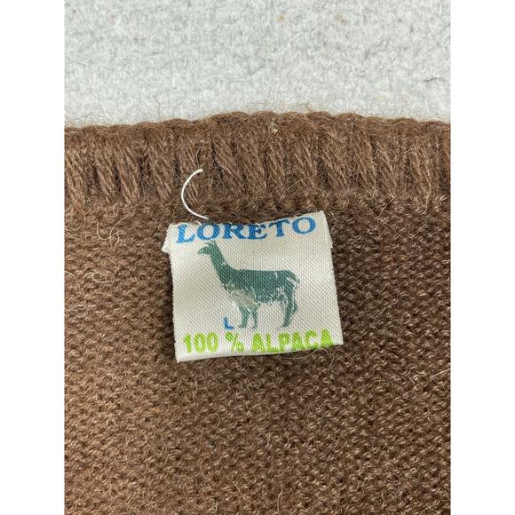 Vintage Loreto Women's Size L Alpaca Brown Printed Sweater - Picture 3 of 15